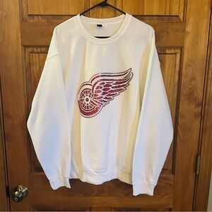 Redwings White Sweatshirt with Red Winged Wheel Logo! Size large!